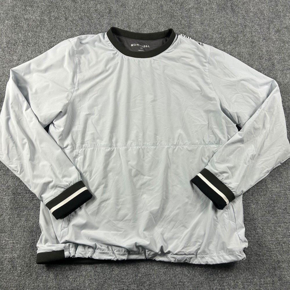 Municipal Windbreaker Pullover Mens XXL Grey Crew Neck Long Sleeve Active Jacket